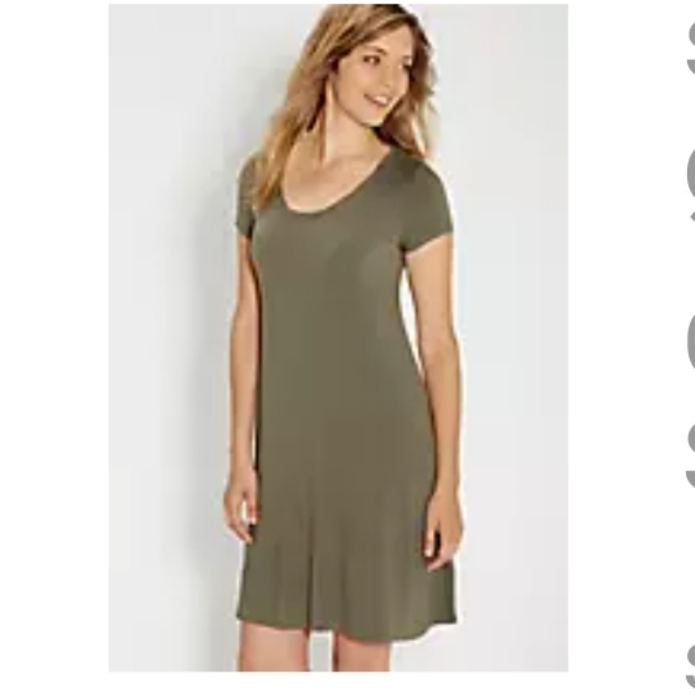Maurices dress tshirt swing style scoop neck mini-knee length olive green M